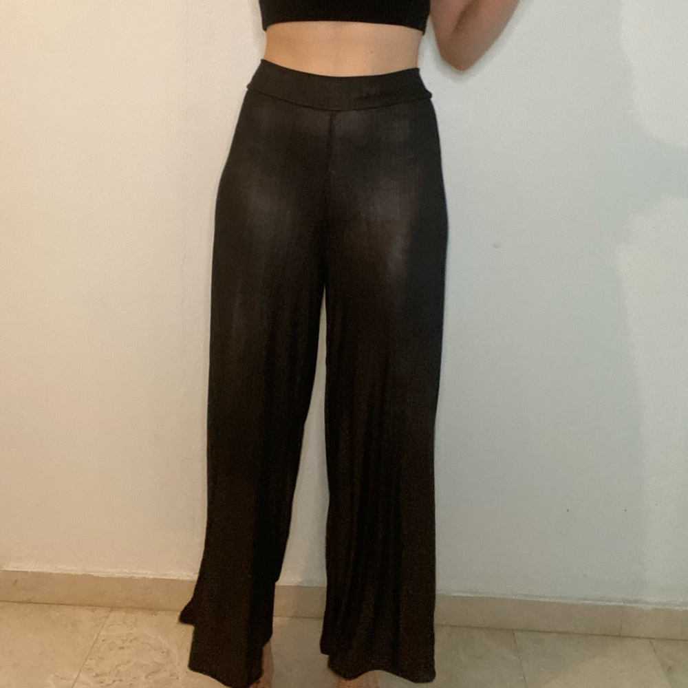 Black with silver shimmer high waisted pants